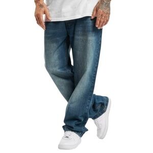 RocaWear Blue Jeans Size 34 Loose Fit Medium Wash Relaxed Fit Blue Jeans